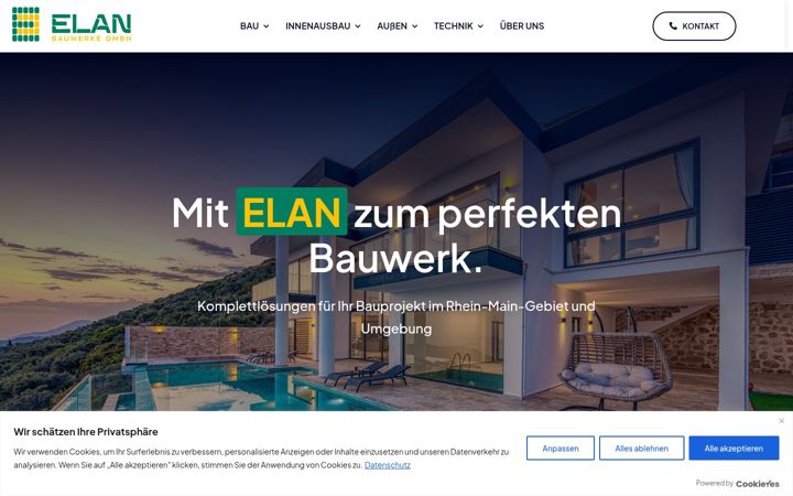 Posnetek zaslona elan-bauwerke.de