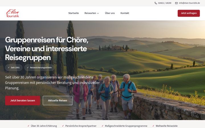 Posnetek zaslona elan-touristik.de