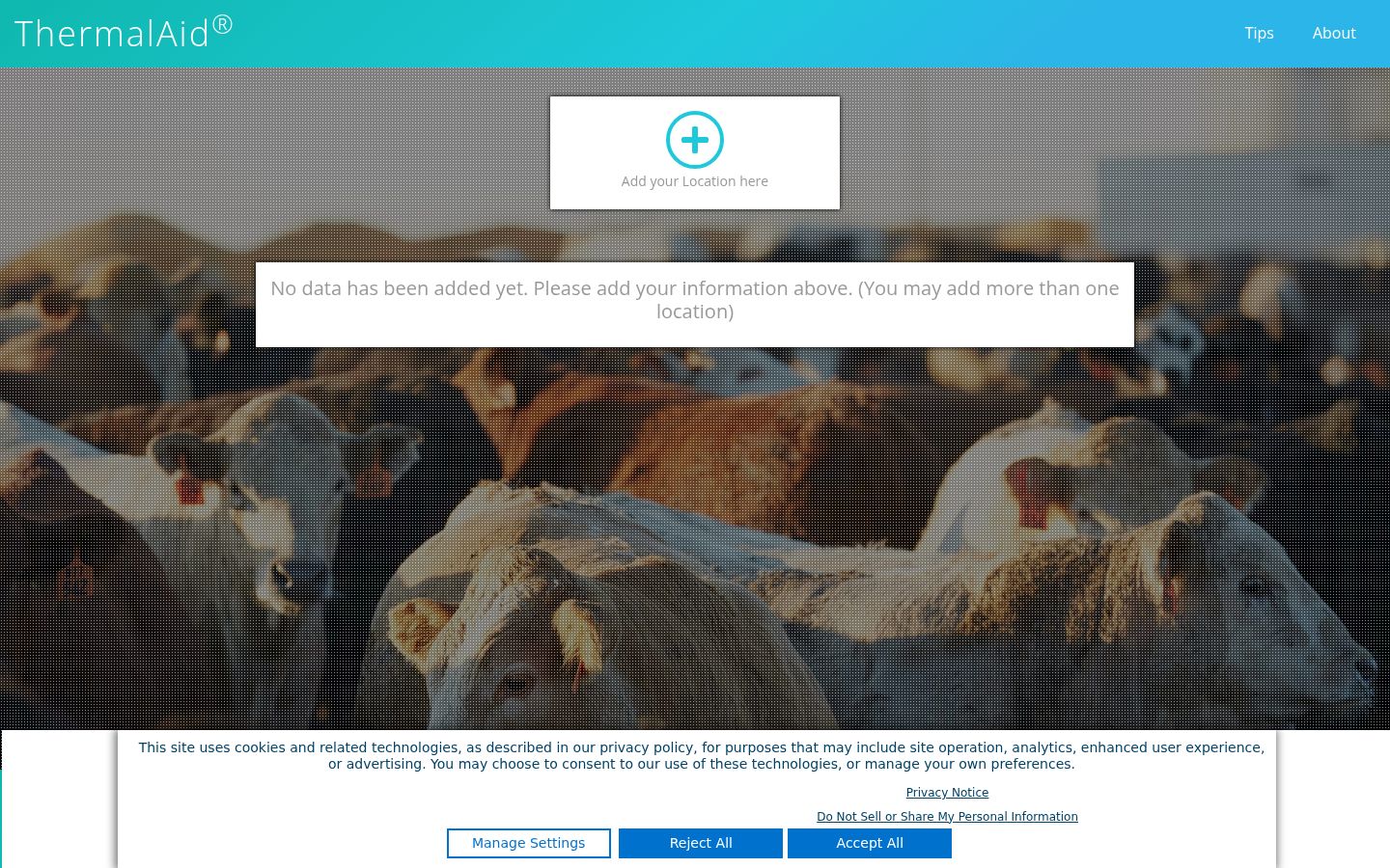 Screenshot del banner di consenso mostrato prima di qualsiasi interazione