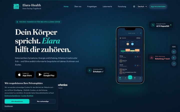 Screenshot von elara-health.de
