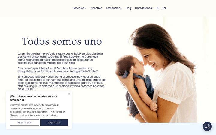 Screenshot of elarcababyhomecare.com