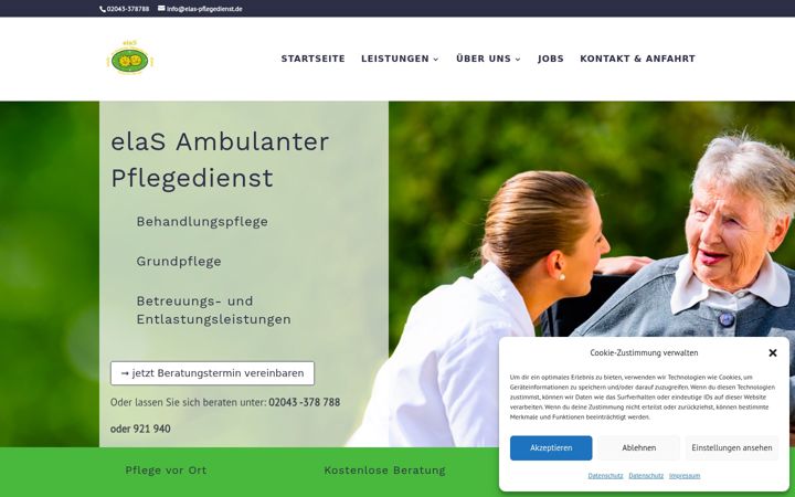Screenshot van elas-ambulanter-pflegedienst.de