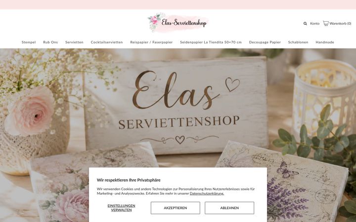 Screenshot van elas-serviettenshop.de
