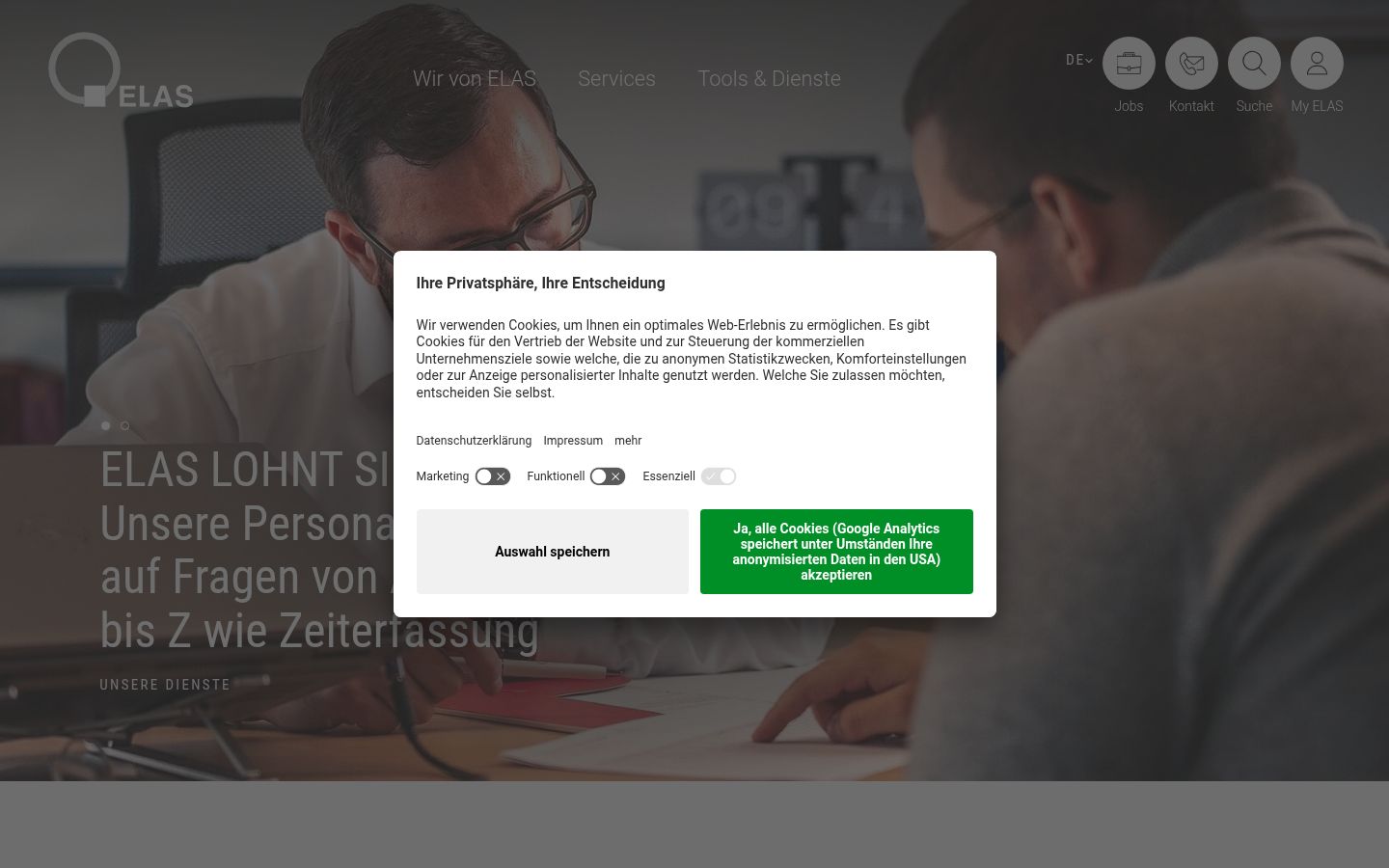 Screenshot del banner di consenso mostrato prima di qualsiasi interazione