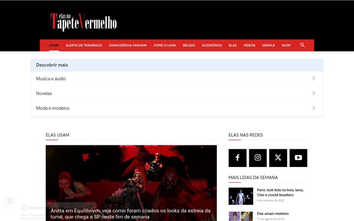 Screenshot stránky elasnotapetevermelho.com.br
