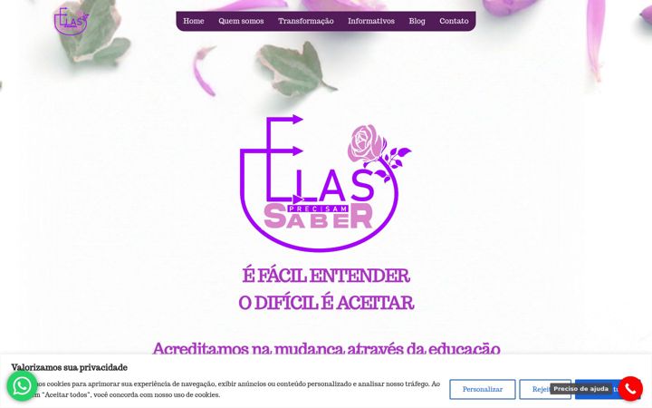 Screenshot stránky elasprecisamsaber.com.br