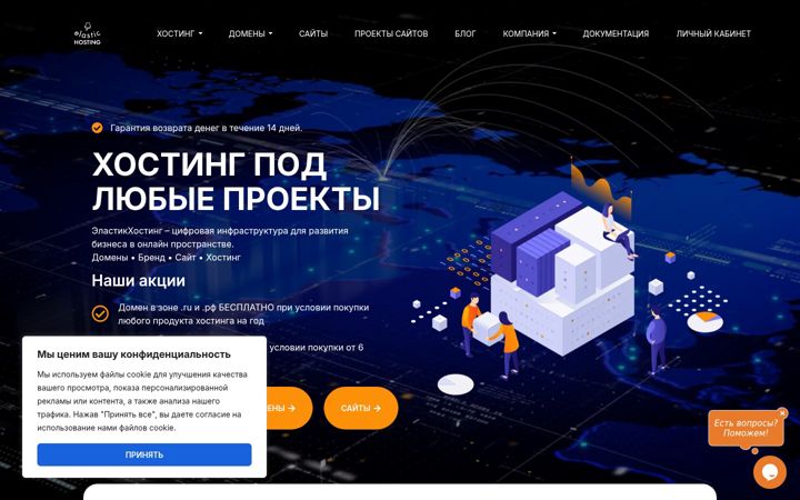 Screenshot of elastichosting.ru