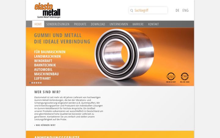 Screenshot van elastometall-produkte.de