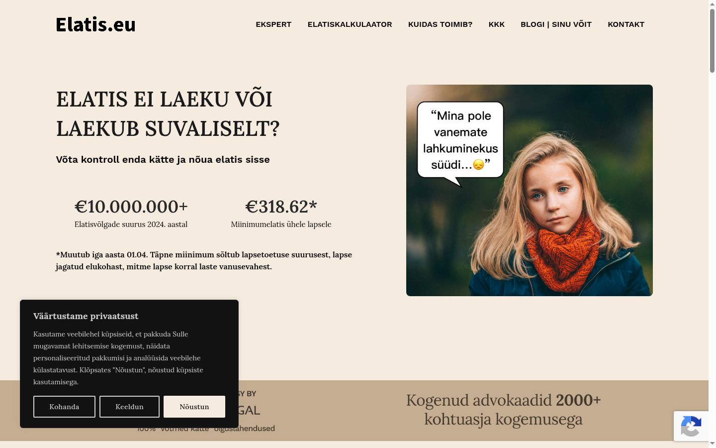 Screenshot of the consent banner shown before any interaction
