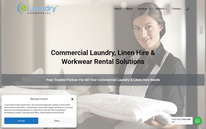 Ekrānuzņēmums no elaundrycommercial.co.uk