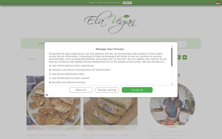 Posnetek zaslona elavegan.com