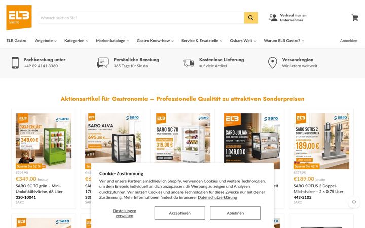 Screenshot van elb-gastro.de