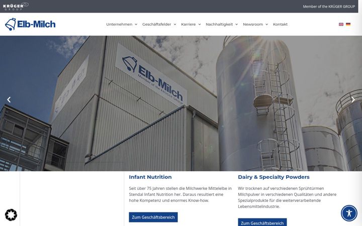 Screenshot van elb-milch.de
