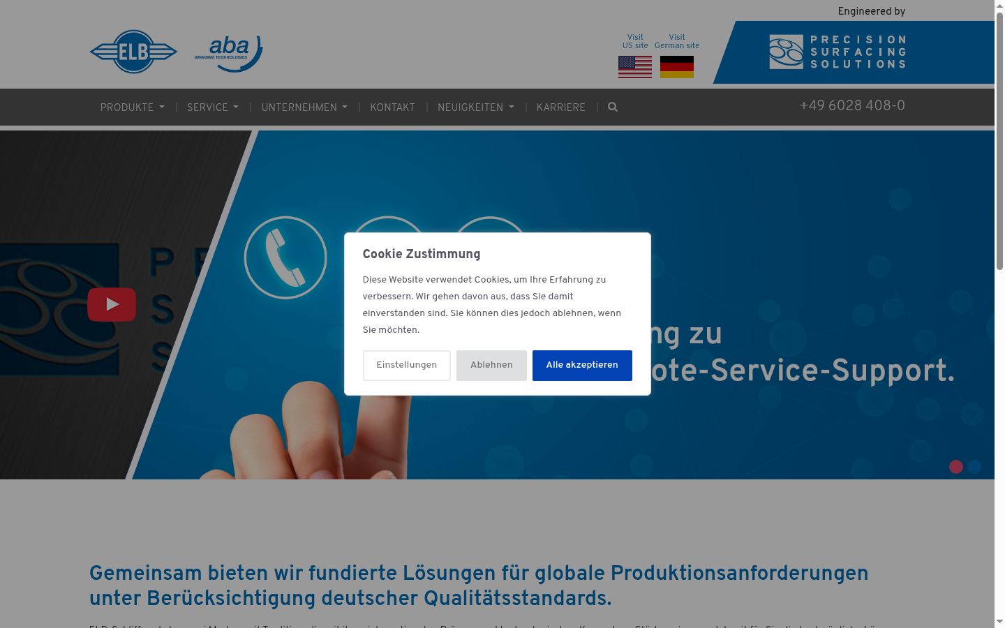 Screenshot des Einwilligungsbanners vor jeglicher Interaktion