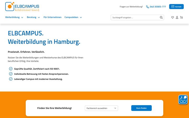 Screenshot stránky elbcampus.de