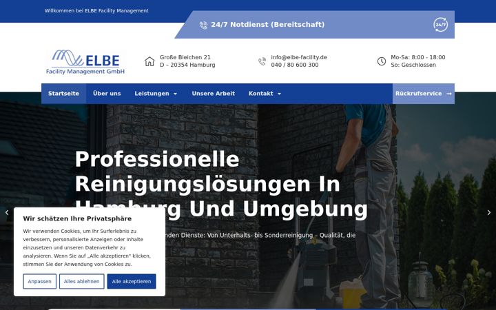 Screenshot stránky elbe-facility.de