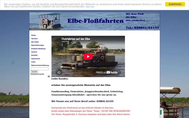 Screenshot stránky elbe-flossfahrten.de