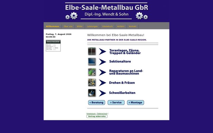 Screenshot stránky elbe-saale-metallbau.de