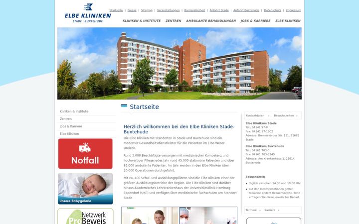 Ekraanipilt saidist elbekliniken.de