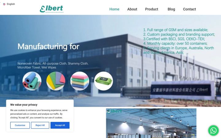 Screenshot of elbertwipes.com