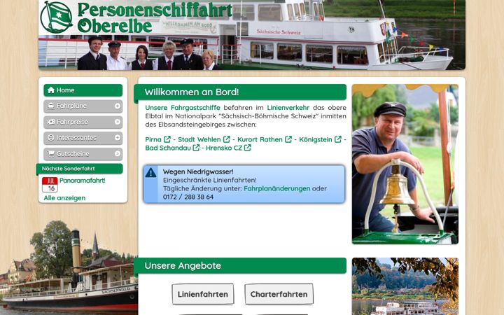 Skærmbillede af elbeschiffahrt-frenzel.de