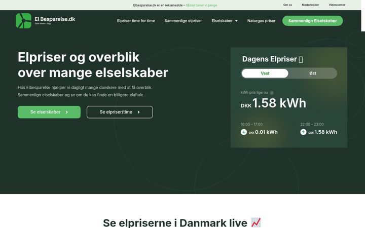 Skærmbillede af elbesparelse.dk