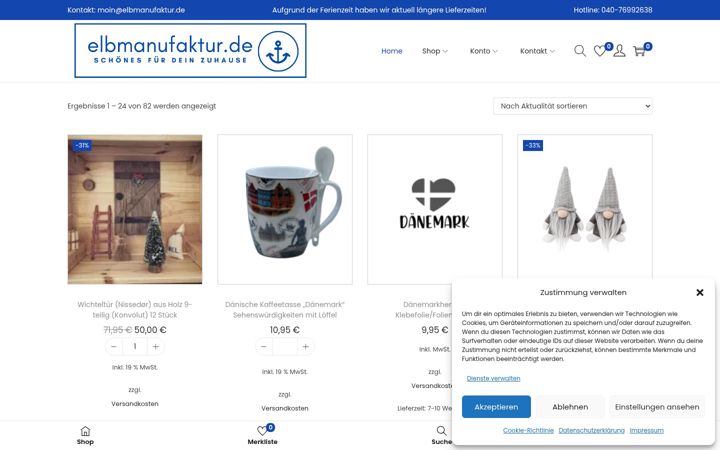 Skjámynd af elbmanufaktur.de