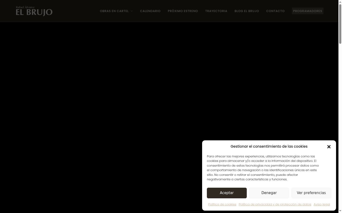 Captura de ecrã do banner de consentimento apresentado antes de qualquer interação