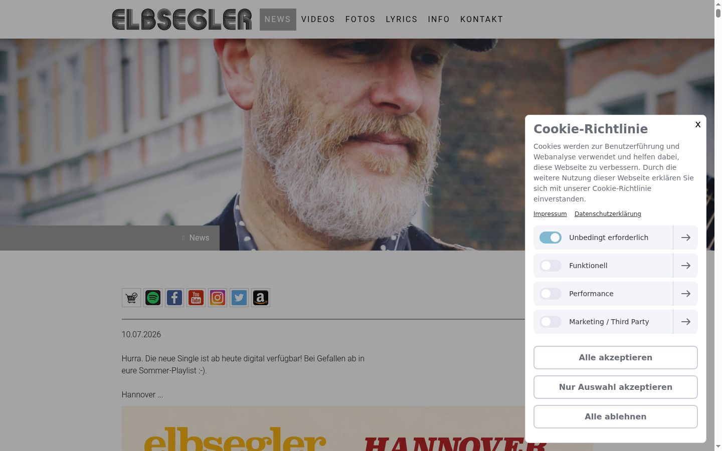 Capture d'écran de la bannière de consentement affichée avant toute interaction