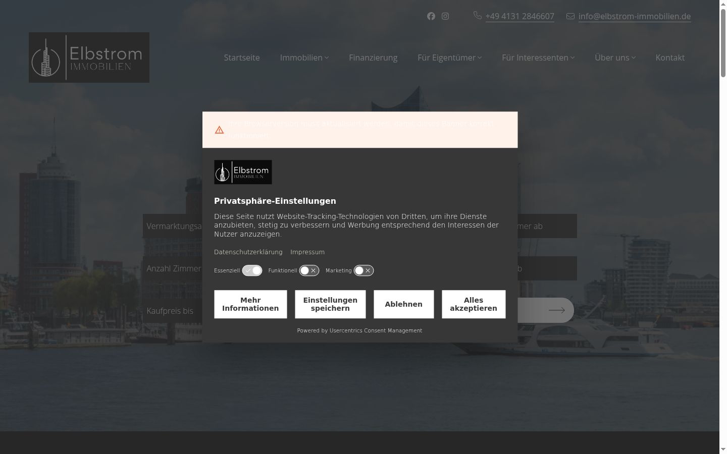 Screenshot of the consent banner shown before any interaction