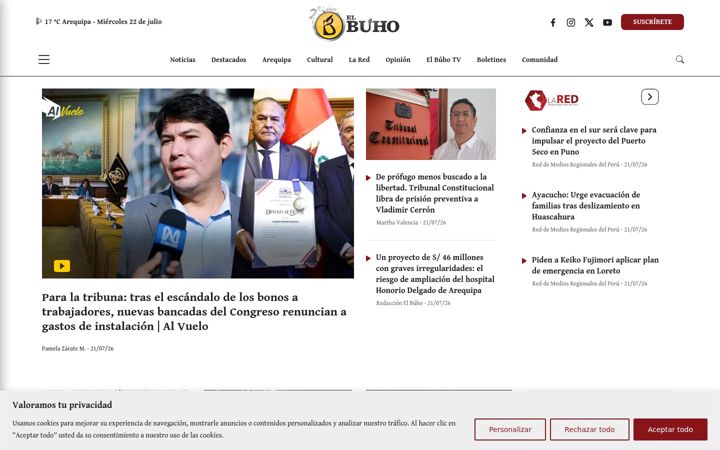 Screenshot of elbuho.pe