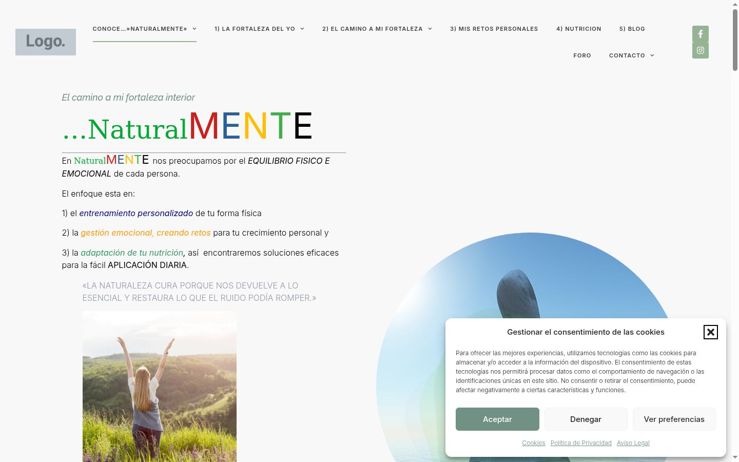 Captura de pantalla del banner de consentimiento mostrado antes de cualquier interacción