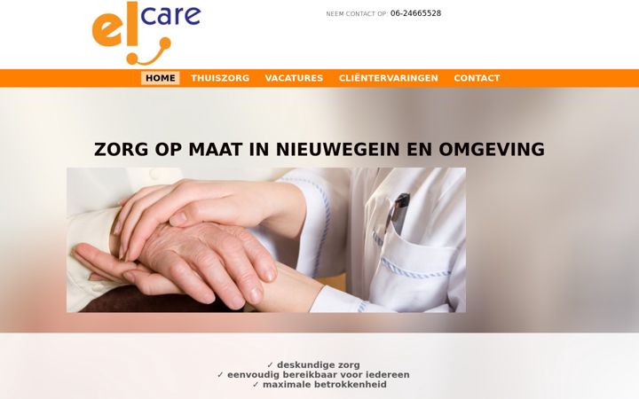 Screenshot of elcarethuiszorg.nl