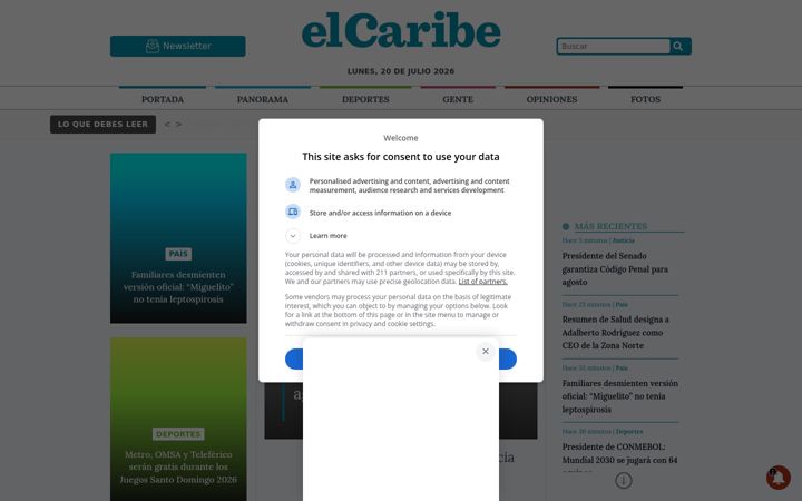 Screenshot of elcaribe.com.do
