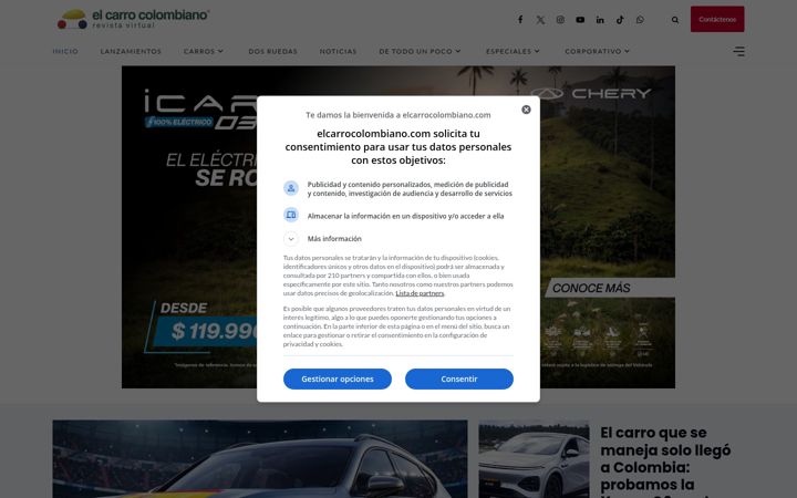 Screenshot of elcarrocolombiano.com