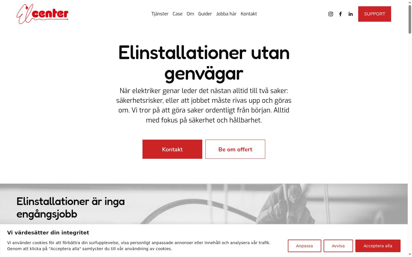 Skjermbilde av samtykkebanneret slik det vises før noen interaksjon