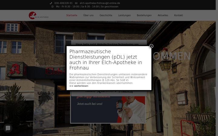 Skærmbillede af elch-apotheke-frohnau.de