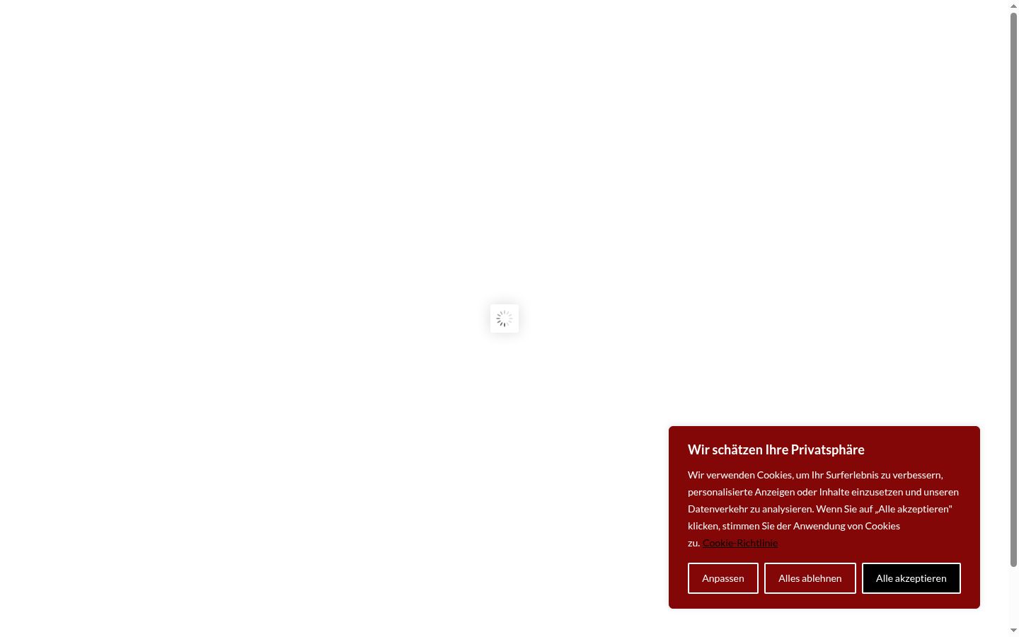 Captura de pantalla del banner de consentimiento mostrado antes de cualquier interacción