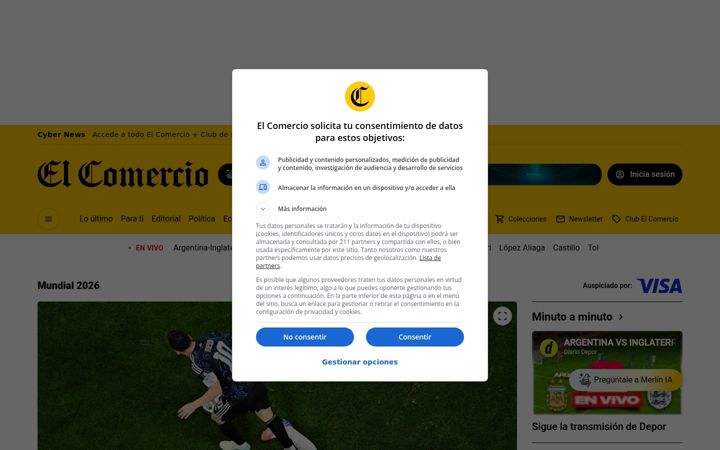 Screenshot ta' elcomercio.pe