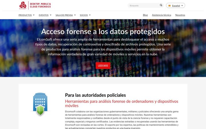 Screenshot of elcomsoft.es