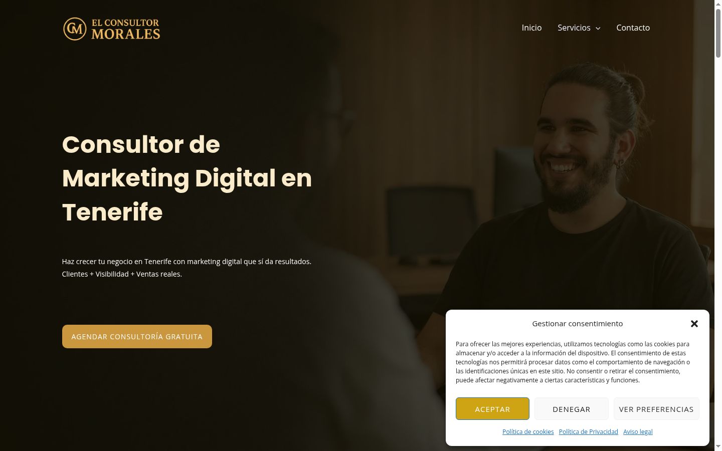 Screenshot del banner di consenso mostrato prima di qualsiasi interazione