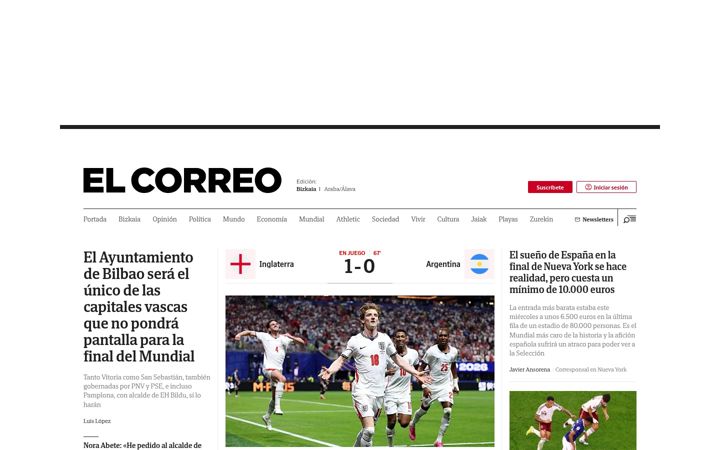 Screenshot του elcorreo.com