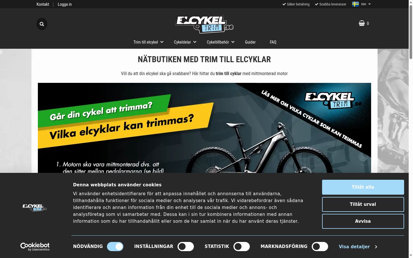 Skjermbilde av samtykkebanneret slik det vises før noen interaksjon