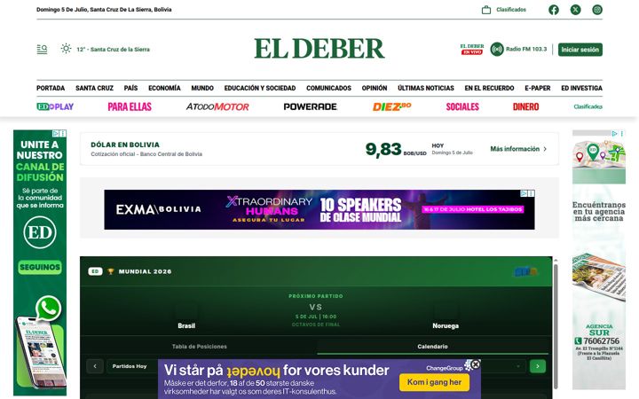 Screenshot of eldeber.com.bo