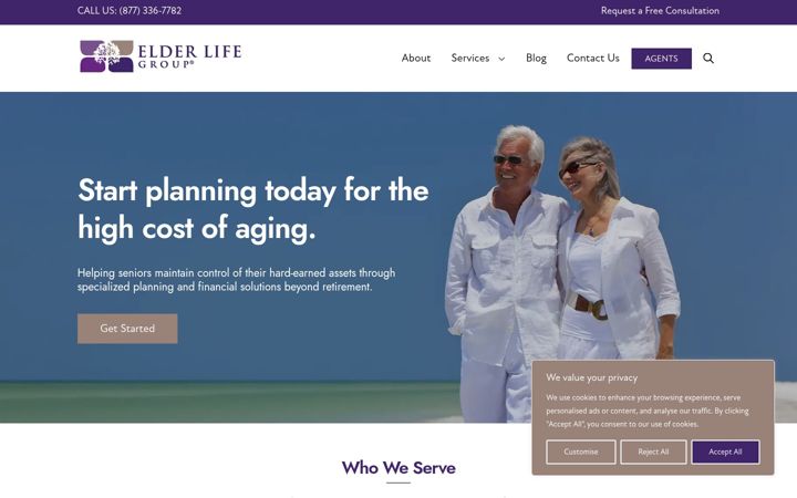 Screenshot of elderlifegroup.com
