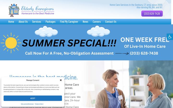 Snímek obrazovky elderlycaregivers.org