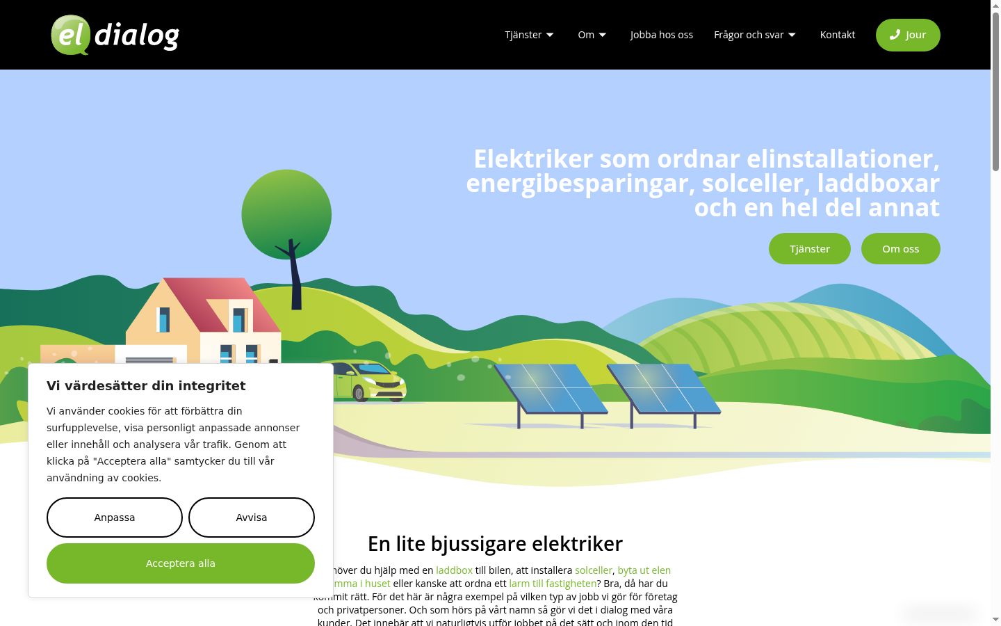 Skærmbillede af samtykkebanneret, som det blev vist før nogen interaktion