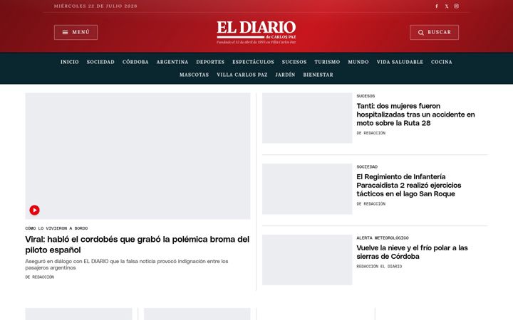 Screenshot of eldiariodecarlospaz.com.ar