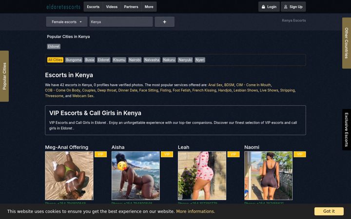 Screenshot of eldoretescorts.com