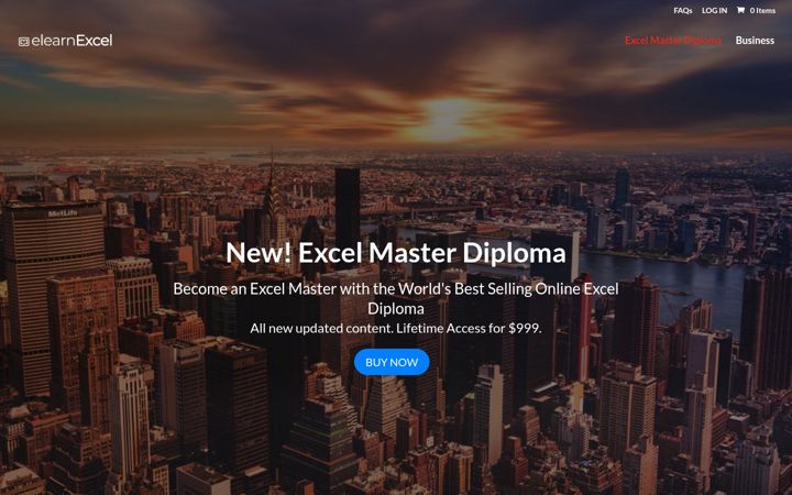 Screenshot of elearnexcel.com